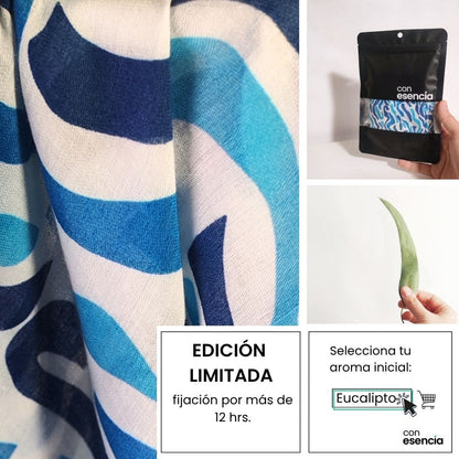 Pañuelos aromáticos - Celeste con olas