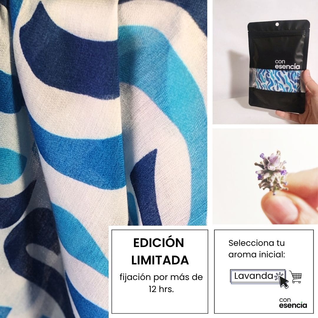 Pañuelos aromáticos - Celeste con olas