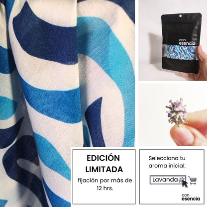 Pañuelos aromáticos - Celeste con olas