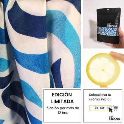 Pañuelos aromáticos - Celeste con olas