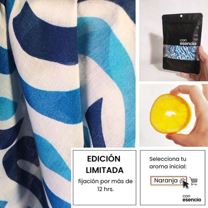 Pañuelos aromáticos - Celeste con olas